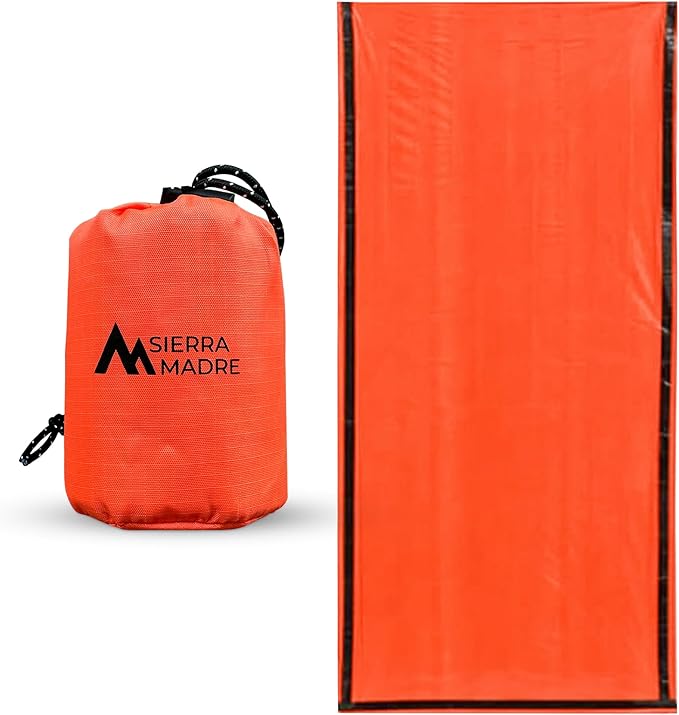 Sierra Madre Emergency Survival Kit Bundle – Mylar Sleeping Bag, Thermal Space Blanket & Portable Water Filter Straw – Lightweight Outdoor Gear for Camping, Hiking & Preparedness