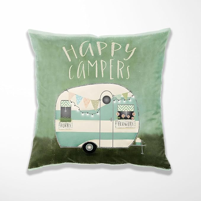 Happy Camper Decor，Camping Pillows Pillow Covers Gifts18x18,Camping Decor for Camper Decor
