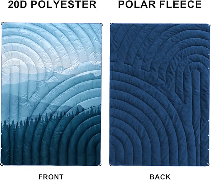 Mini Camping Blanket, Puffy Polar Fleece Blanket Lightweight Warm Outdoor Blanket for Camping,Traveling, Stadium, Hiking, Picnics