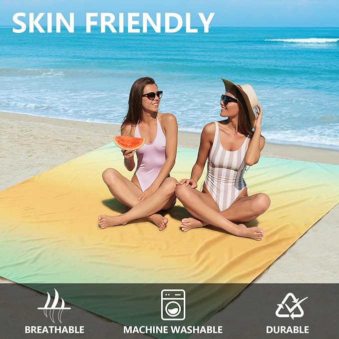 AISPARKY Beach Blanket Waterproof Sandproof Extra Large, Oversized Beach Mat, Quick Drying&Compact&Lightweight, Picnic Blankets Vacation Essentials for Outdoor Beach Camping (108" X 120" (8 Person))