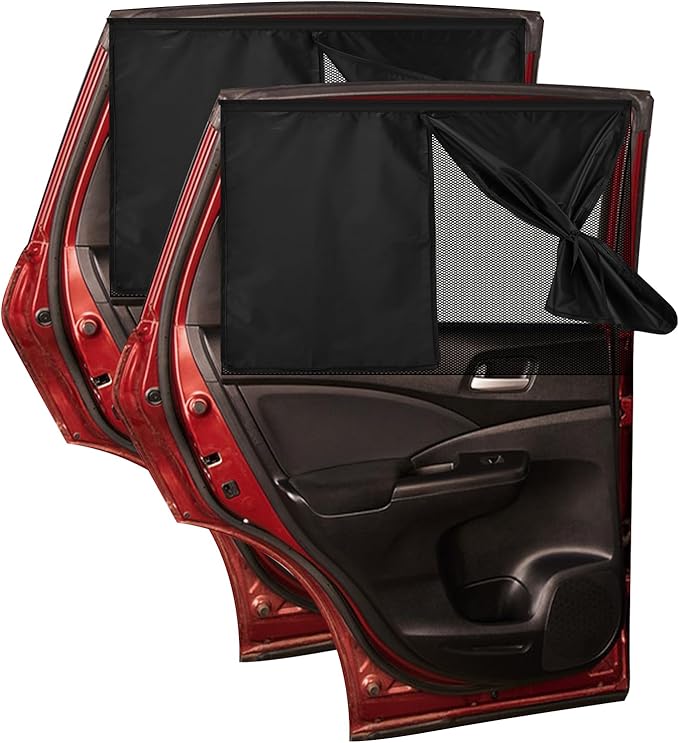 2 Pack Car Window Shades with 10 Strong Magnets 26.8"x18.5" Dual Layer Car Rear/Side Window Sunshade - Full Blackout Semi-Transparent 2-in-1 Universal Auto Sun Shade Privacy Screen