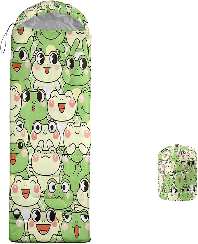 QOOMO Axolotl Cute Camping Sleeping Bags,3 Season Warm & Cool Weather,Lightweight,Waterproof Sleeping Bags for Adults & Kids,Traveling,and Outdoors