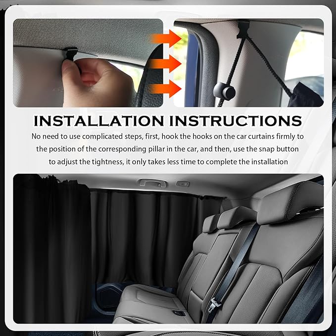 3PCS Larger Size Car Window Shades,Upgraded Car Curtains for Blocking Sunlight & Providing Privacy Protection,Essential Cars Privacy Curtains Includes Rear Window & Divider Curtain