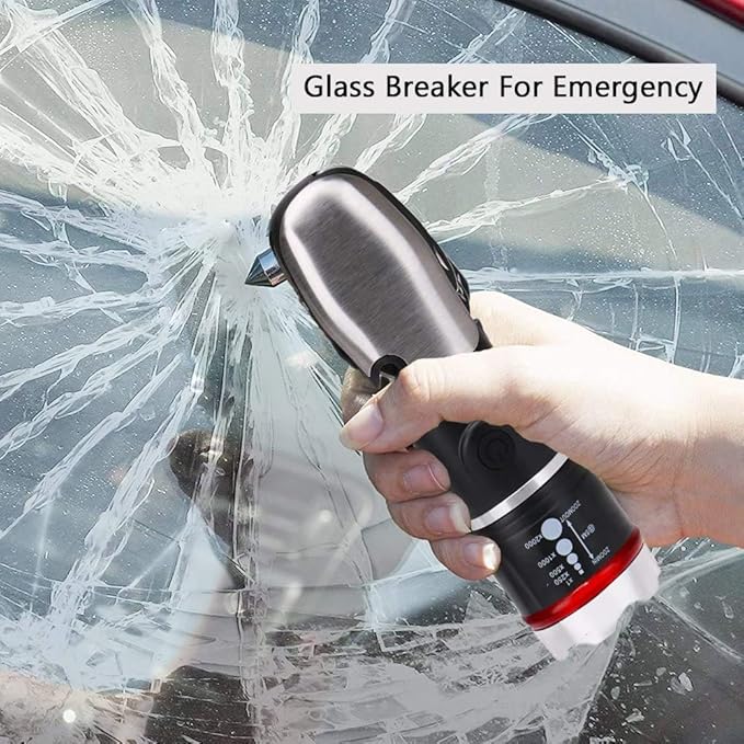 Multi Tool LED Flashlight, All in One Tool Light for Emergency, Camping and Cars with Glass Breaker and Seatbelt Cutter (Black)