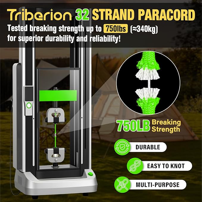Paracord Rope 750 lb - 100ft 5/32" Parachute Cord 4MM 12-Strand para Cord - Heavy Duty Spool String for Survival,Camping Gear, Survival Bracelet, Clothesline - Neon Green