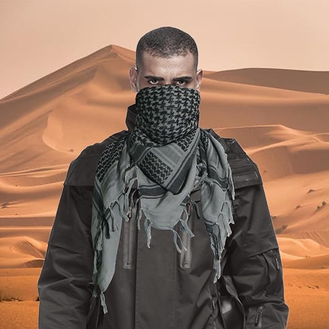 Ever Fairy Military Shemagh Tactical Desert Scarf Cotton Arab Keffiyeh Tactical Scarf Head Neck Face Wrap for Men Women