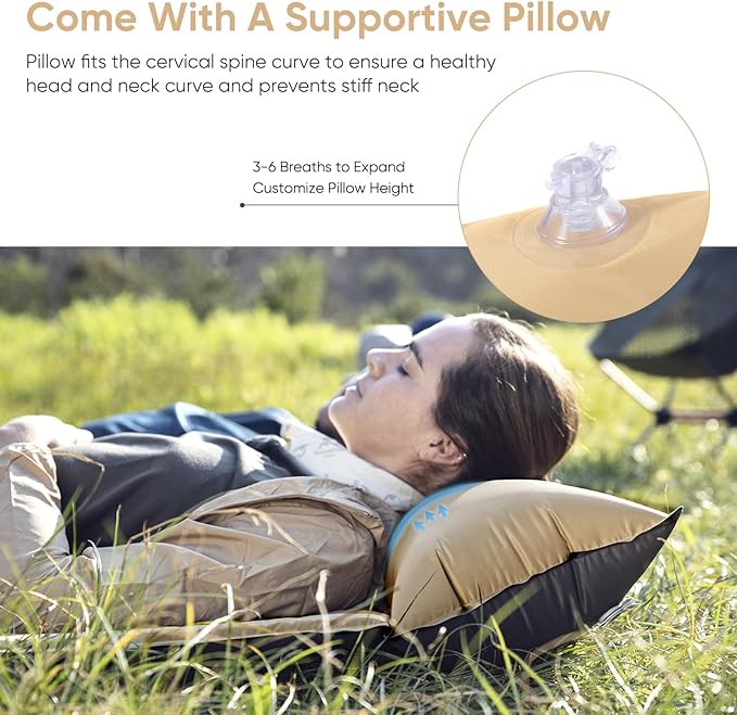 Naturehike Self-Inflating Sleeping Pad, Ultralight Memory Foam Camping Pad with Pillow, Fast Inflating, Sleeping Pad for Camping Hiking with Storage Bag, Single, Yellow