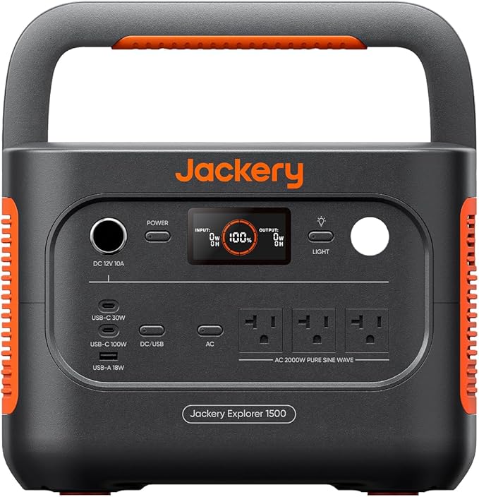 Jackery Explorer 1500 v2 Power Station, 1536Wh LiFePO4 Solar Generator, 2000W Output (4000W Peak), 1 H Fast Charge, 10ms UPS, for Outdoor, Emergency Backup, Camping, RV, Off-Grid