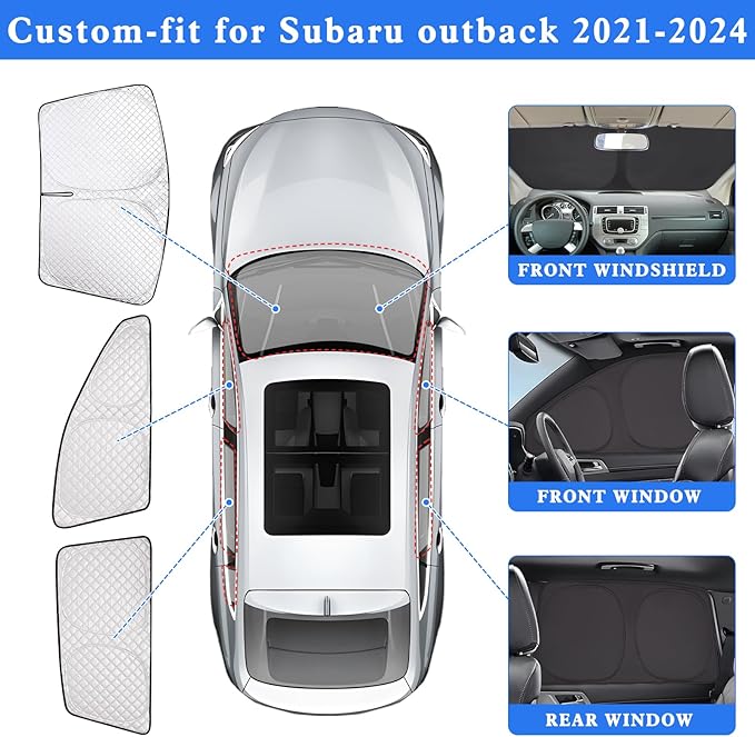 ZATOOTO Outback Car Window Shades 2020-2024, Sun Shade for Side Window Front & Rear Windshield and Triangular Window Shade Privacy UV Ray Sun Blocker Heat Insulation for Camp Nap Long Time Parking
