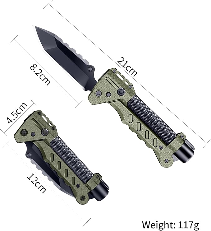 VIPERADE VAK6-S Survival Multitool with Folding Knife, LED Flashlight and Pulse Ignition, EDC Pocket Knife for men, Rechargeable Flashlight with Belt Sheath (Beige)