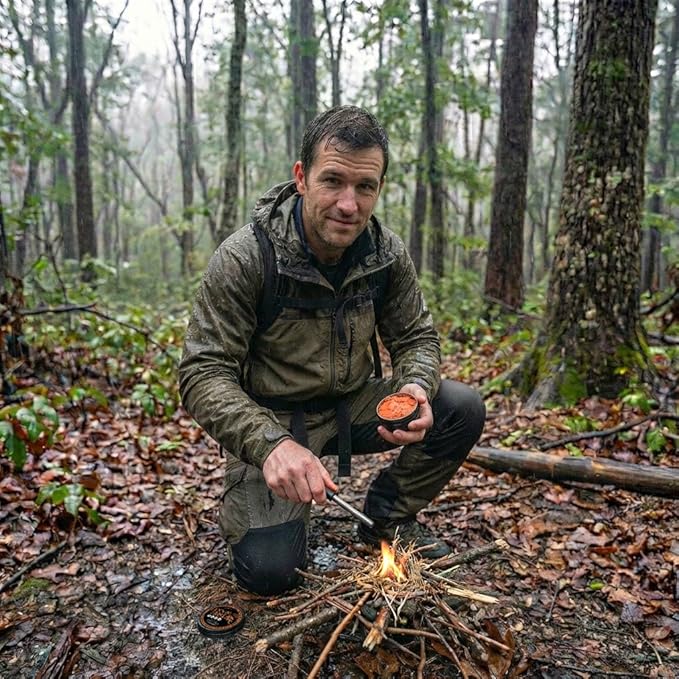 Tactiko Camping Fire Starter – Waterproof Survival Fire Starter for Wet Wood & Emergency Kits – 5 Minute Burn Time, 50 Uses, 60g – Lightweight Campfire Accessory for Hiking & Backpacking