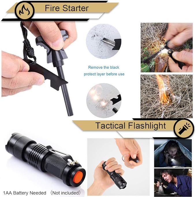 EMDMAK Gifts for Men Dad Husband Boyfriend, Survival Gear and Equipment 15 in 1, Outdoor Emergency Survival Kit, Camping Hunting Fishing Christmas Birthday Gifts Ideas for Him Teen Boy Cool Gadget