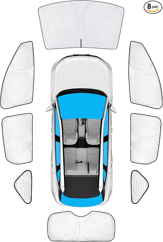 KMF 8pcs Thicken Sun Shades for Hyundai Tucson 2022-2026 Accessories, Full Car Window Covers Sunshade for Windshield Side Rear, UV Block and Protect Privacy Blackout for Camping Outdoor