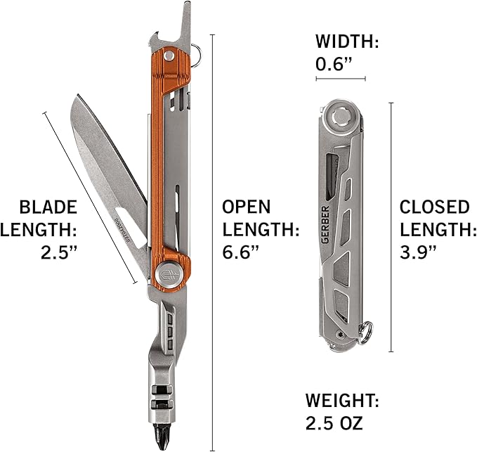 Gerber Gear Armbar Slim Drive Pocket Knife EDC Multitool with Screwdriver, Bottle Opener, Burnt Orange