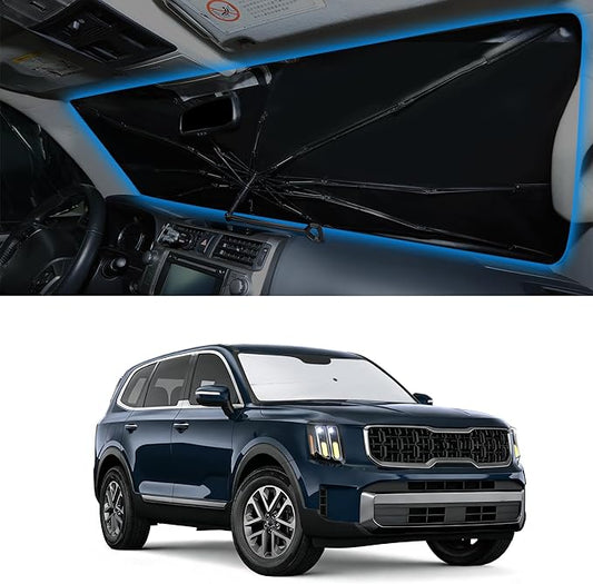 Windshield Sun Shade Umbrella Fit for 2020 2021 2022 2023 2024 2025 Kia Telluride Accessories Sunshade Shield Blocker Fodable Sun Visor Protector