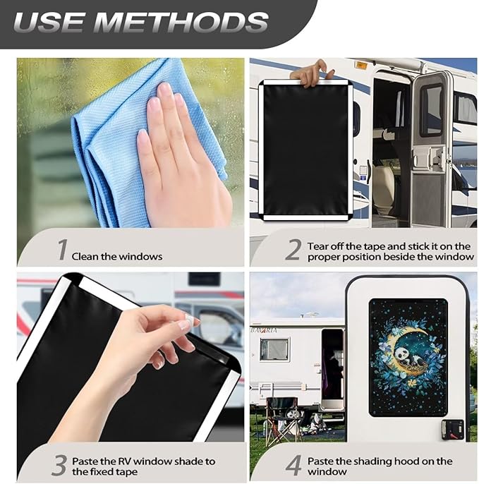 RV Door Window Shade, Panda Moon Universal UV Rays Protection, Side Door Window Shade Protector Reflective Camper Trailer Sun Shade Accessories for Women Men