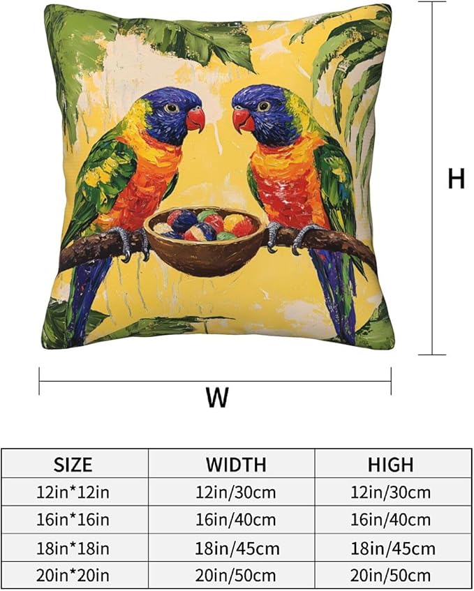 Parrot Throw Pillow Covers 18x18 inch Set of 2 Bird Pillow Case Cushion Cover for Home Sofa Couch Living Room Car Decor