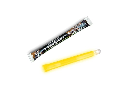 Cyalume Military Grade Yellow Glow Sticks - Premium Bright 6” ChemLight Emergency Glow Sticks with 8 Hour Duration (Bulk Pack of 10 Chem Lights)