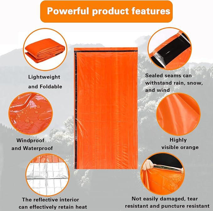 5 Pack Emergency Sleeping Bags for Survival | Waterproof Thermal Bivy Sack, 83.6"x35.8" Lightweight for Camping Hiking Outdoor Prep