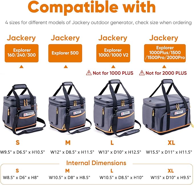 Double-Layer Travel Carrying Case for Jackery Explorer 1000 v2 – Hard Molded Bottom, Side Ventilation & Front Pockets, Portable Power Station Storage Bag for Jackery Accessories & Solar Generator