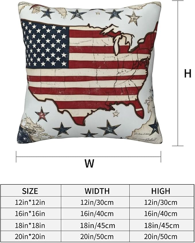 American Vintage Map Throw Pillow Covers 18x18 inch Set of 2 Pillow Case Cushion Cover for Home Sofa Couch Living Room Car Decor