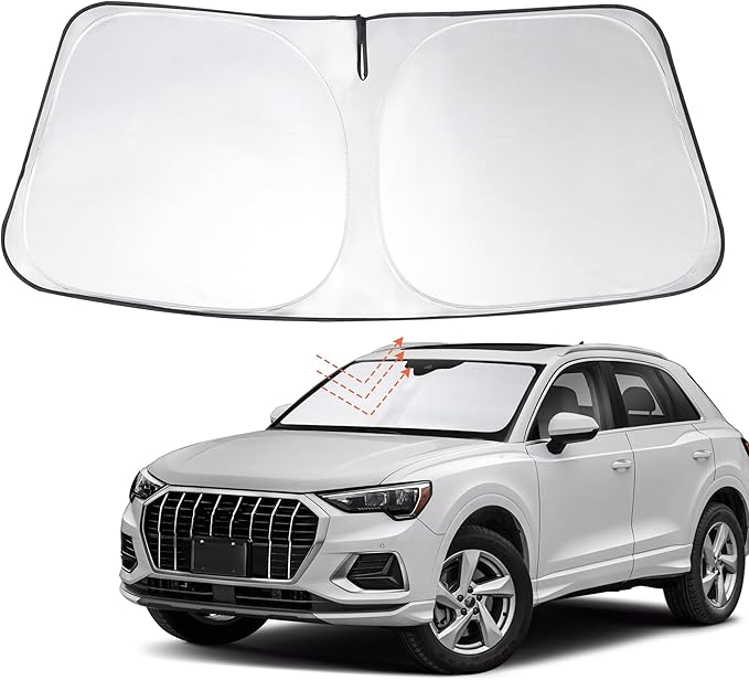 Windshield Sun Shade Custom Fit 2019-2024 2025 2026 Audi Q3 Accessories Foldable Sunshade Sun Blocker Front Window Shades Covers Keep Car Cooler