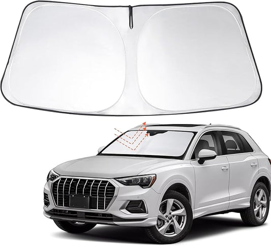 Windshield Sun Shade Custom Fit 2019-2024 2025 2026 Audi Q3 Accessories Foldable Sunshade Sun Blocker Front Window Shades Covers Keep Car Cooler