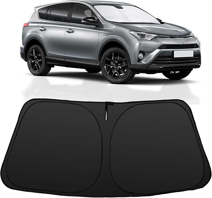 Windshield Sun Shade Compatible with 2013-2018 Toyota RAV4 Accessories Foldable Sun Blocker Sunshade Protect Car from Sun Rays & Heat Damage