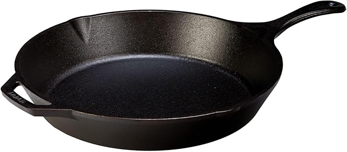 Lodge Seasoned Cast Iron Skillet - PFAS-Free, Non-Toxic Cookware - Use with an Oven, Stove, Grill, or Campfire - Naturally Non-Stick & Oven Safe - 13.25 Inches