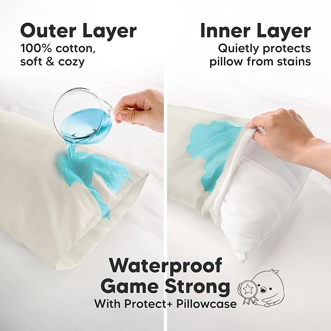 KeaBabies 13 x18 Toddler Pillowcase, Waterproof - Soft Waterproof Toddler Pillow Protector Cover for Kids, Boys, Girls, Durable Machine Washable, Small Travel Pillow Sold Separately (Pearl Gray)