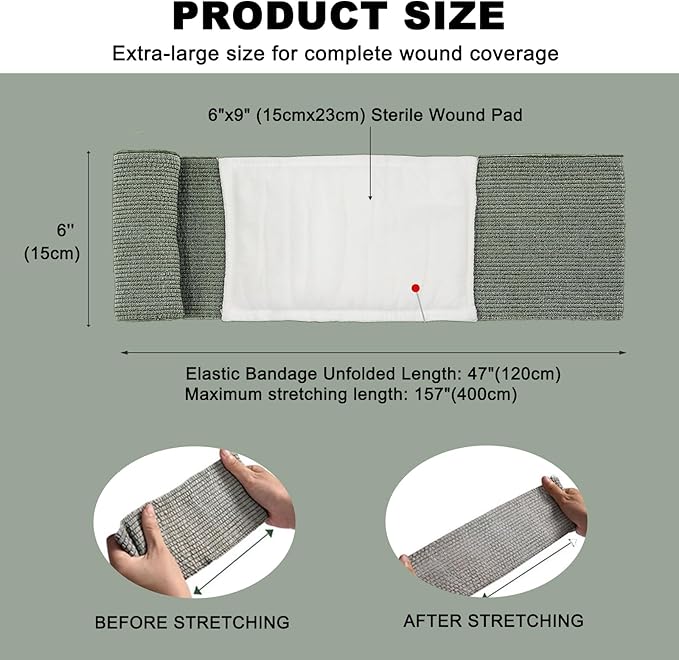 Israeli Emergency Bandage, 6" 2Pack Compression Bandage, Trauma Wound Dressing, Sterile Vacuum Sealed Packaging for Bleeding Control, Medical Trauma Kit, Combat Tactical First Aid IFAK Supplies