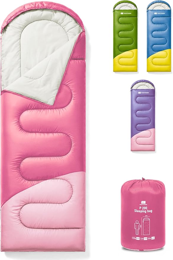 Sleeping Bag for Adults Warm Weather, Compact Lightweight Backpacking Sleeping Bag with Compression Sack, Camping Essentials Gear for Hiking Travel Climbing Outdoor & Indoor Use