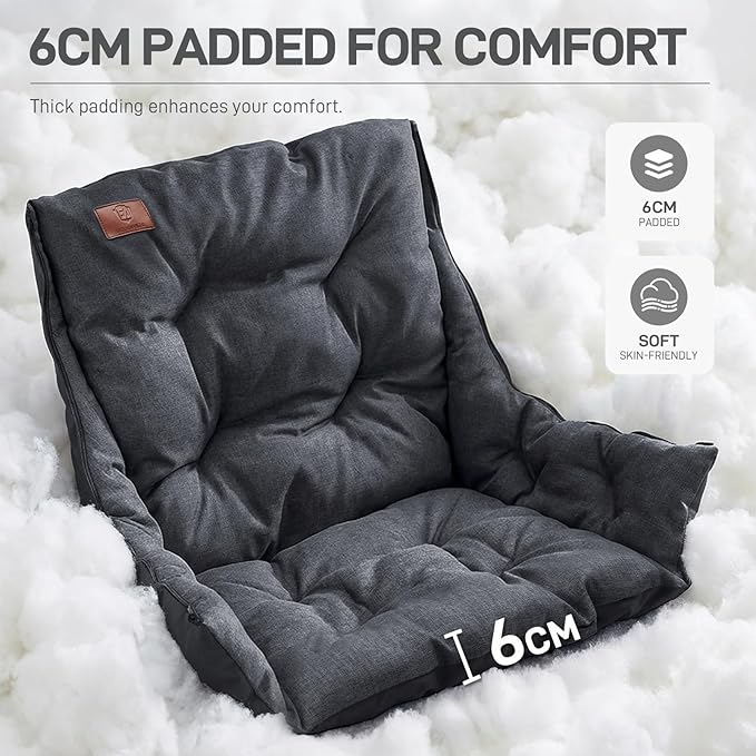 EVER ADVANCED 2 Set Camping Chair with Detachable Cushion, Mesh Chair for Adults Foldable, Oversized Heavy Duty Folding Chair with Cooler Mesh Pocket Cupholder Outdoor Fishing, Supports 400LBS Black