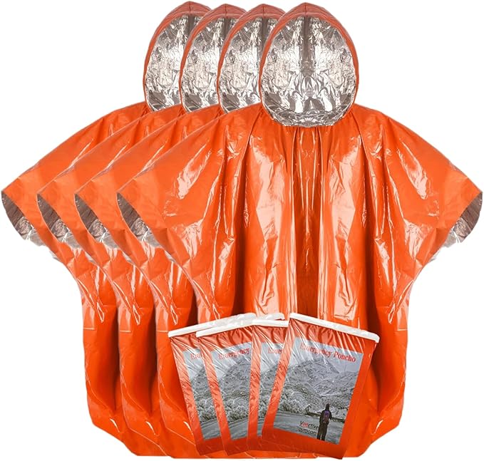 Thickened Emergency Rain Poncho, Thermal Poncho Survival Blankets Reusable Survival Ponchos for Camping, Hiking