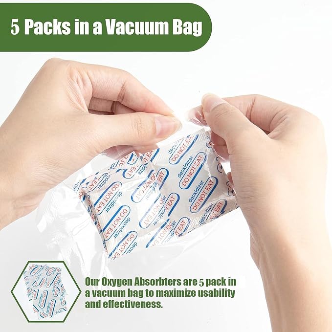 110 Packs 700CC Food Grade Oxygen Absorbers （5 Packs in Individual Vacuum Bag, 22x Packs of 5), Oxygen Absorbers For Long Term Food Storage, with Oxygen Indicator, for Mylar Bags, Mason Jars
