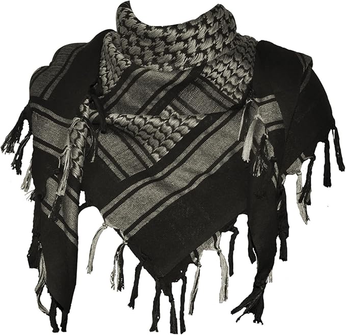 Explore Land Cotton Shemagh Keffiyeh Tactical Desert Scarf Neck Head Wrap with Tassel for Men Women