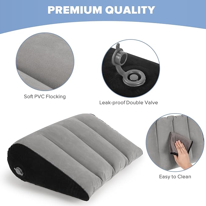 USHMA Inflatable Wedge Pillow for Traveling, Portable Blow up Travel Wedge Pillow for Sleeping in Bed, Fast Inflation & Deflation Inflatable Bed Wedge, Ideal for Home, Travel, and Outdoor