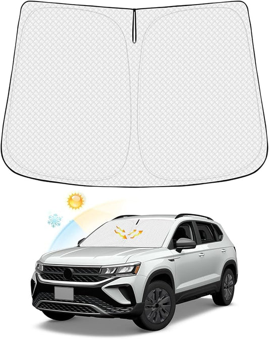 Canvcle Windshield Sun Shade for Volks wagen/VW Taos Accessories 2022-2025 2026 Thicken 6-Layer Front Window Sunshade Cover Sun Visor Protector Foldable Block UV Rays Keep Vehicle Cool
