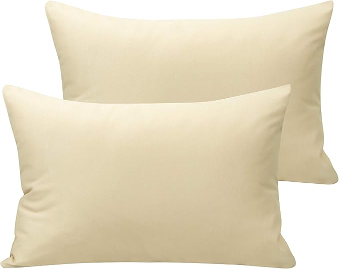 NTBAY Microfiber Toddler Pillowcases with Envelope Closure, 2 Pack 100% Brushed Microfiber Super Soft Travel Kids Nursery Pillow Cases, 14"x20" Fits Pillows Sized 12"x16" 13"x18" 14"x19", Khaki