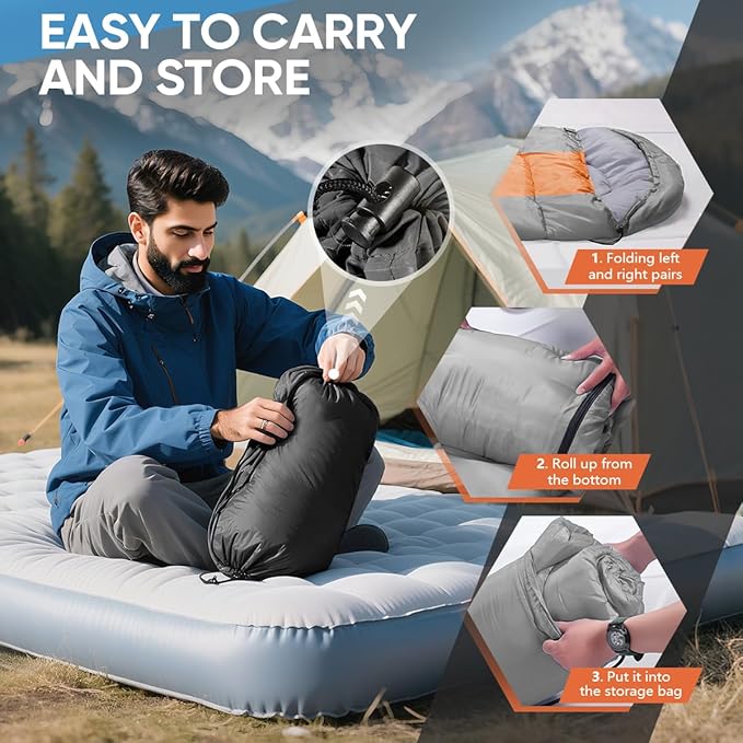 OBTANIM Sleeping Bags Portable Waterproof Camping Sleeping Bag for Adults Kids 4 Seasons Cold Weather or Warm Backpacking Hiking Travel Indoor Outdoor Use