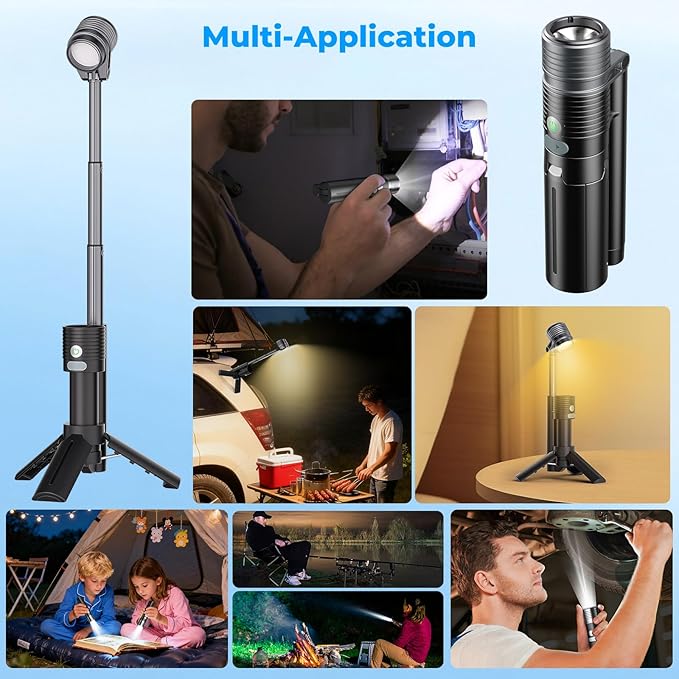 AsFrost Flashlight Camping Lights 2in-1, 180°Flip Dual Lamp 8-Mode LED Bright Weird Cool Unique Flash Light Camp Lantern Waterproof 4500mAh Type-C for Outdoor Home Emergency, Gift for Teen Men Women