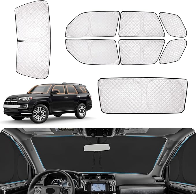 XCBYT 2011-2023 4Runner Full Coverage Window Shades | 6-Layer Blackout Insulated Sun & UV Protection | Custom Fit Privacy Covers for Camping, Sleeping & Car Living (8 PCS)