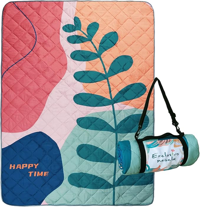 Exclusivo Mezcla Waterproof Picnic Blankets 60x80 Inch, 3 Layer Extra Large, Sandproof and Foldable Outdoor Blanket for Beach Camping, Park and Travel