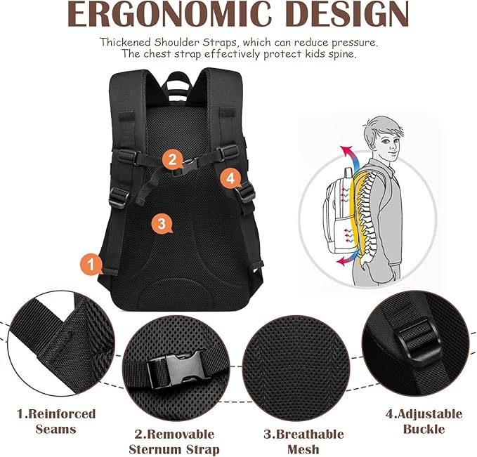 Kids Tactical Backpack Army Molle Bookbag Military Boys Backpack for School, Outdoor, Travel, Camping, Black