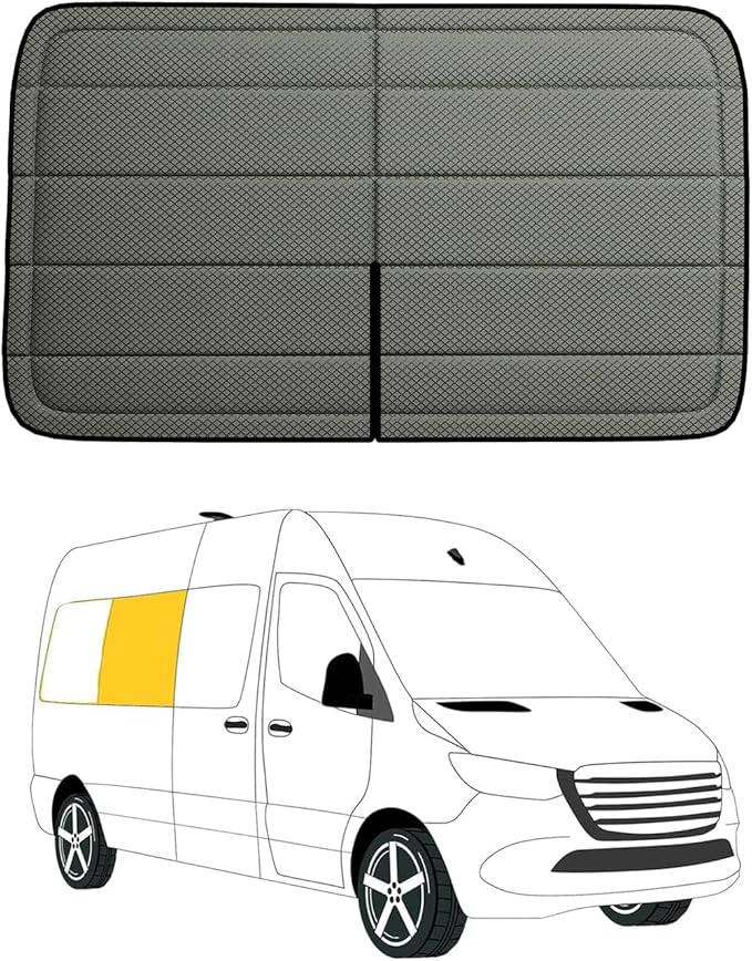 Extra-Thick Passenger Middle Window Cover for Mercedes-Benz Sprinter 170WB, 2007-2026, Magnetic Insulated Blackout Sunshade, XPE Foam & Thinsulate Cotton, AllSeasonGuard Pro