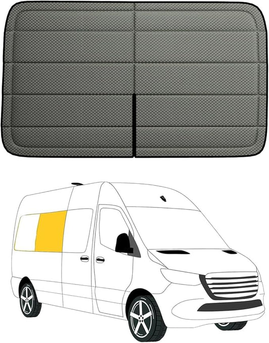 Extra-Thick Passenger Middle Window Cover for Mercedes-Benz Sprinter 170WB, 2007-2026, Magnetic Insulated Blackout Sunshade, XPE Foam & Thinsulate Cotton, AllSeasonGuard Pro