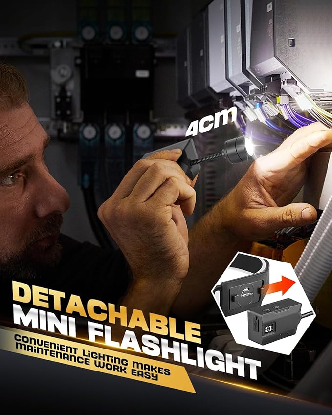 Headlamp Rechargeable 1 Pack, Detachable 230° Wide Beam LED 2 in 1 Head Lamps with Motion Sensor, Hard Hat Head Lamp for Adults, 7 Modes Headlight for Mechanics, Hiking, Outdoor Work