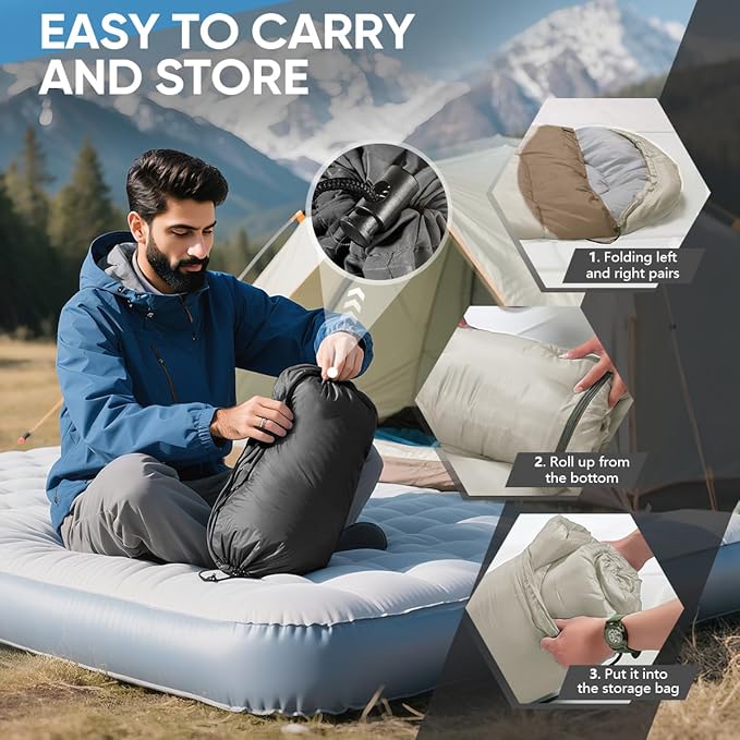 OBTANIM Sleeping Bags Portable Waterproof Camping Sleeping Bag for Adults Kids 4 Seasons Cold Weather or Warm Backpacking Hiking Travel Indoor Outdoor Use
