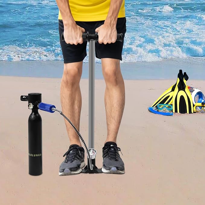 Scuba Tank, 0.5L Mini Scuba Diving Equipment, Emergency Rescue with High Pressure Pump, Support About 10 Minutes Underwater Breathing, Portable Lung Oxygen Tank Diving Equipment, for Underwater Diving