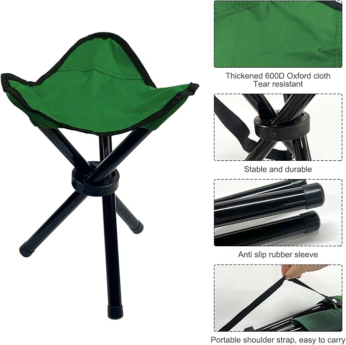Travel Folding Camping Stool, 14.6 inches Tripod Chair and Maximum weight 210 lbs Outdoor Portable Party Chair Fishing Chair Seat for Camping Fishing Hiking Gardening and Beach Garden Painting
